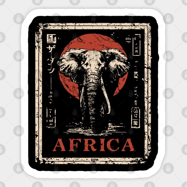 Vintage African Elephant T-Shirt – Tribal Safari Wildlife Art Sticker by TuncGK